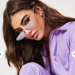 MISGUIDED green mini rimless cat eye sunglasses